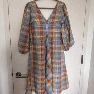 GANNI Seersucker V Neck Summer Fun Dress Size 4/EU34